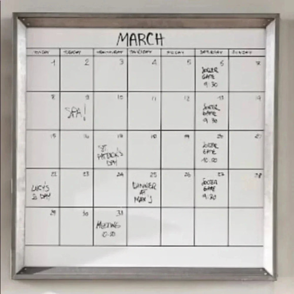 COPY - POTTERY BARN White Board Galvanized Calendar - For Home / Office - NEW - Picture 2 of 4